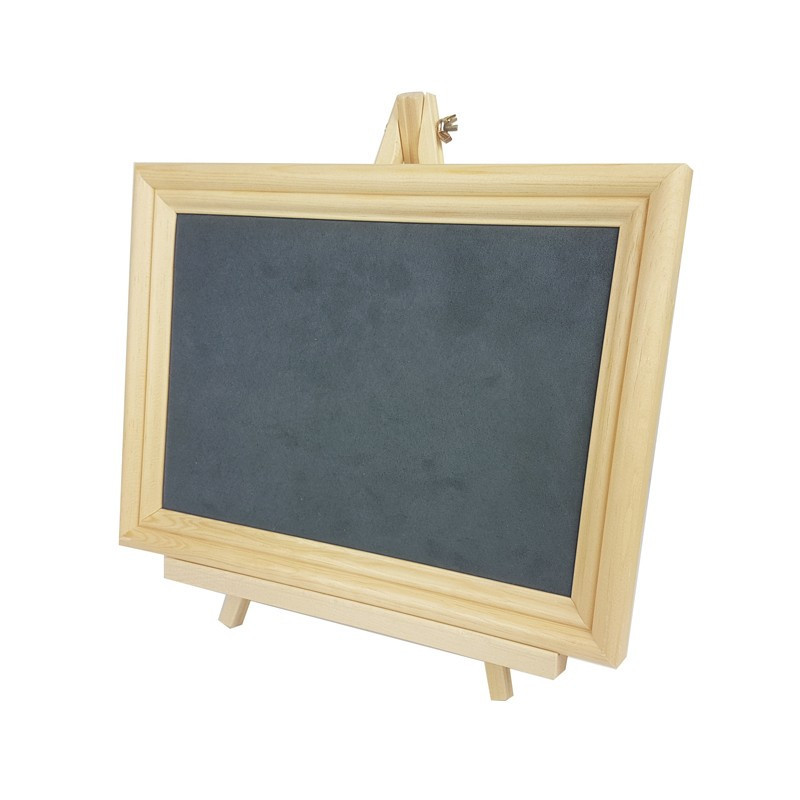 Porte bijoux cadre en bois et suédine gris anthracite sur chevalet - 9902