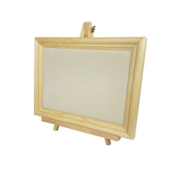 Joyero en forma de marco de madera y algodón beige natural con soporte - 9903