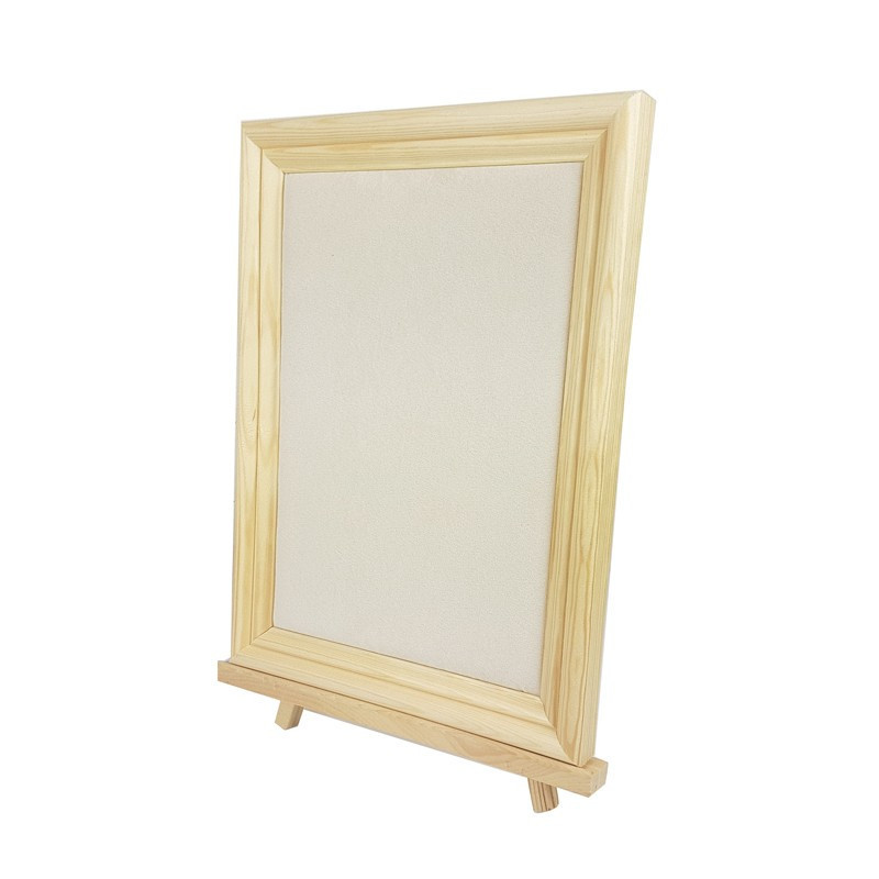 Porte bijoux cadre en bois et coton beige naturel sur chevalet - 9903