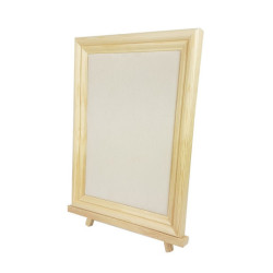 Joyero en forma de marco de madera y algodón beige natural con soporte - 9903