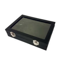 Pequeño maletín con ventana para pulseras de símil piel negra