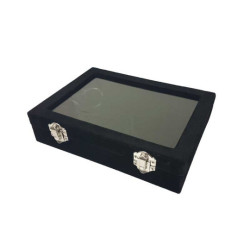 Pequeño maletín con ventana de terciopelo negro