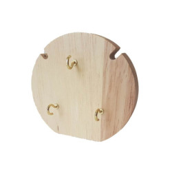 Pequeño colgador redondo para collares de madera y de ante verde esmeralda