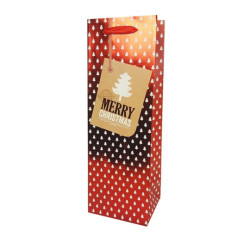 12 sacs bouteille motif pois blancs sur fond rouge brillant 12x10x35cm
