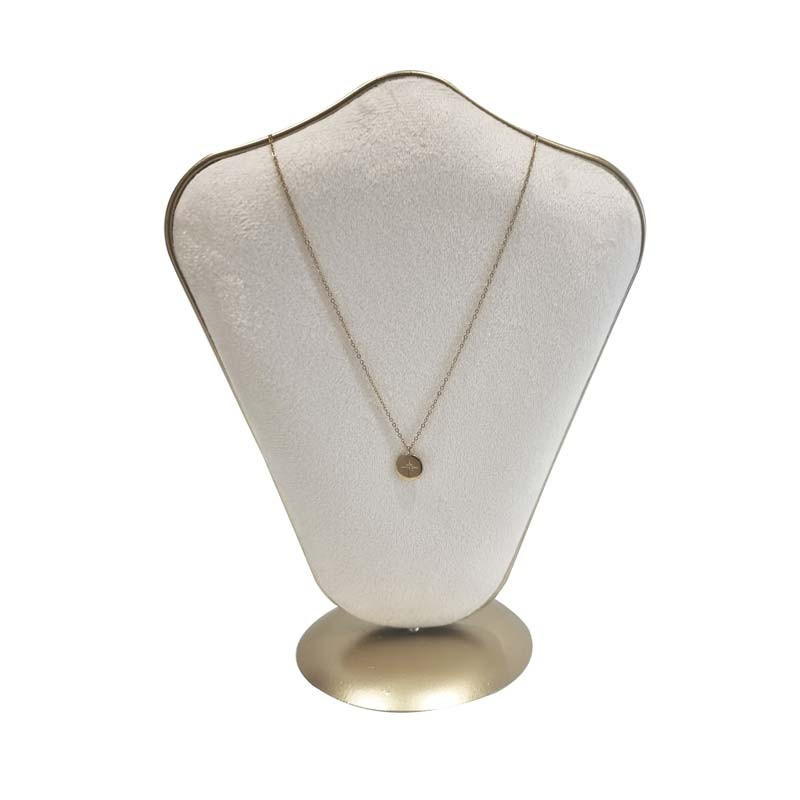 Buste bijoux 21.5cm en métal doré et velours écru