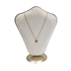 Buste bijoux 21.5cm en métal doré et velours écru