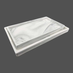 Petit plateau rectangulaire effet marbré gris clair en céramique