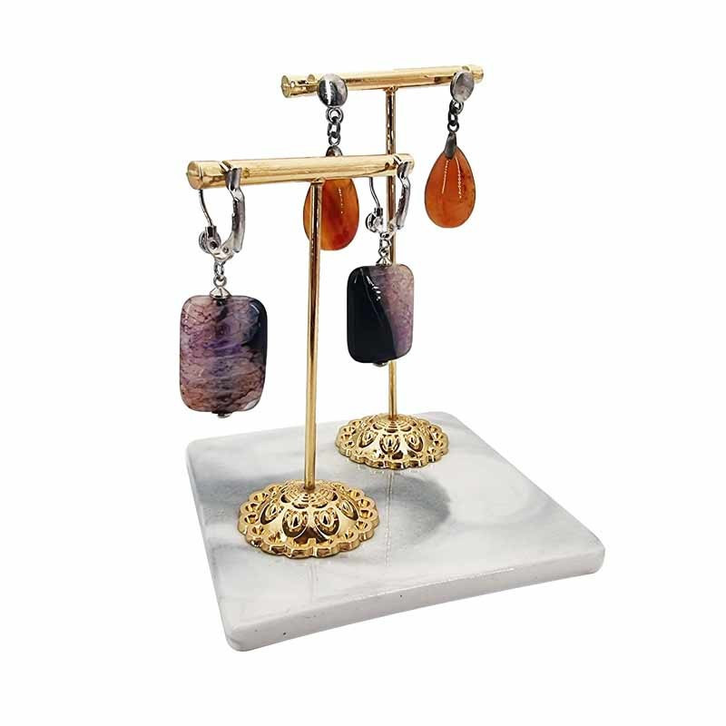 Mini plateau carré de présentation à bijoux en céramique marbré gris