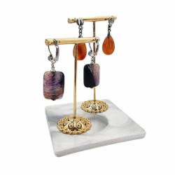 Mini plateau carré de présentation à bijoux en céramique marbré gris