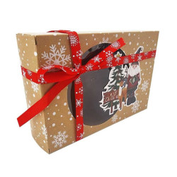 12 boîtes cadeaux à fenêtre motif père noël et sapin18x12x5 cm
