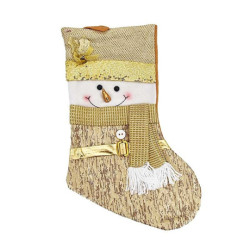 Chaussette décorative dorée Bonhomme de neige