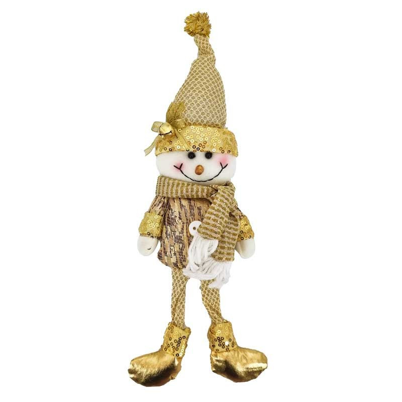 Peluche décorative dorée pour sapin de Noël Bonhomme de Neige