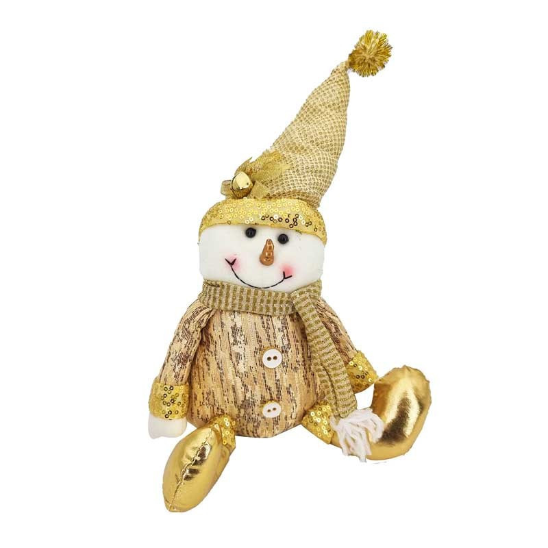 Peluche décorative dorée pailletée Bonhomme de Neige