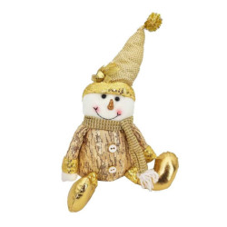 Peluche décorative dorée pailletée Bonhomme de Neige