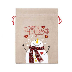 1 grande hotte de père noël en toile de jute en forme de bourse