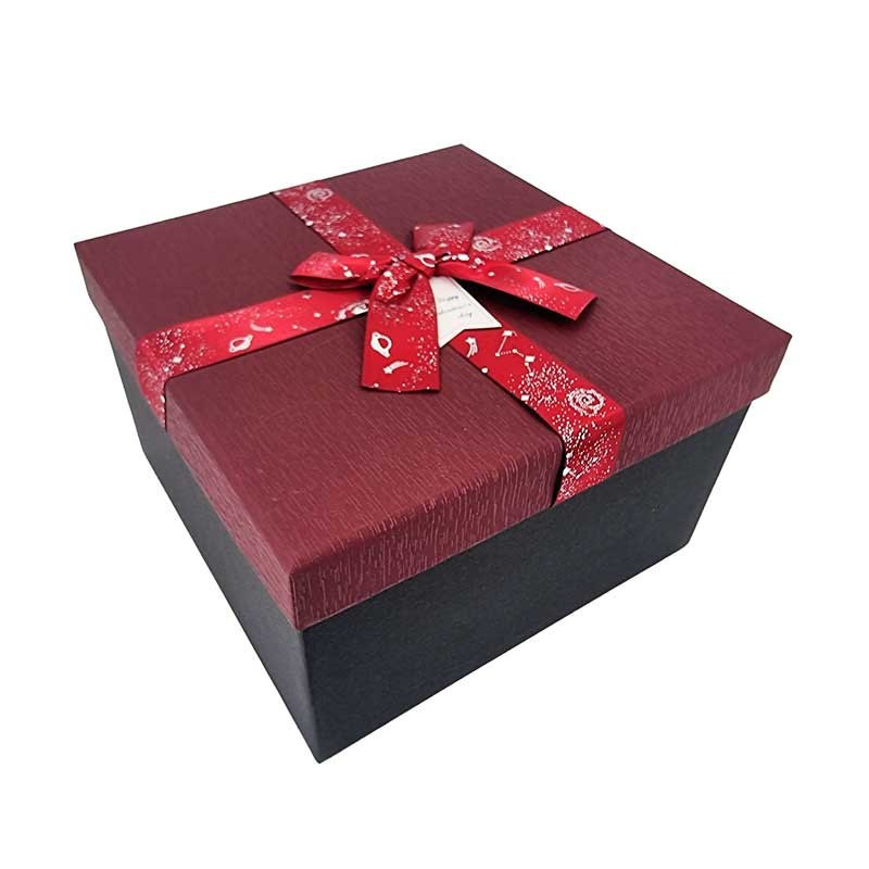 Boîte Cadeau Avec Couvercle – 25x18x8,5 Cm – Ruban, Carte Et Raphia Inclus – Idéal Mariage, Noël - 5