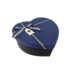 Petite boîte cadeaux bicolore en forme de coeur noir et bleu 13x16x6cm