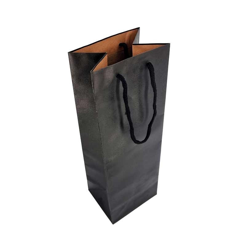 12 Sacs kraft noir pour bouteille 10x10x33cm - 14414