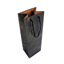 12 Sacs kraft noir pour bouteille 12x10x35cm