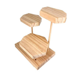 Porte bijoux en bois naturel à 3 plateaux hexagonaux amovibles