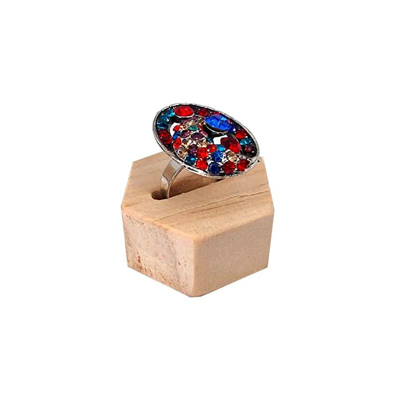 Petit plot hexagonal à bague en bois naturel de pin