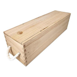 Boîte 1 bouteille en bois à couvercle coulissant 10x35x10cm