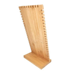 Grand présentoir vertical pour chaînes en bois et toile de jute