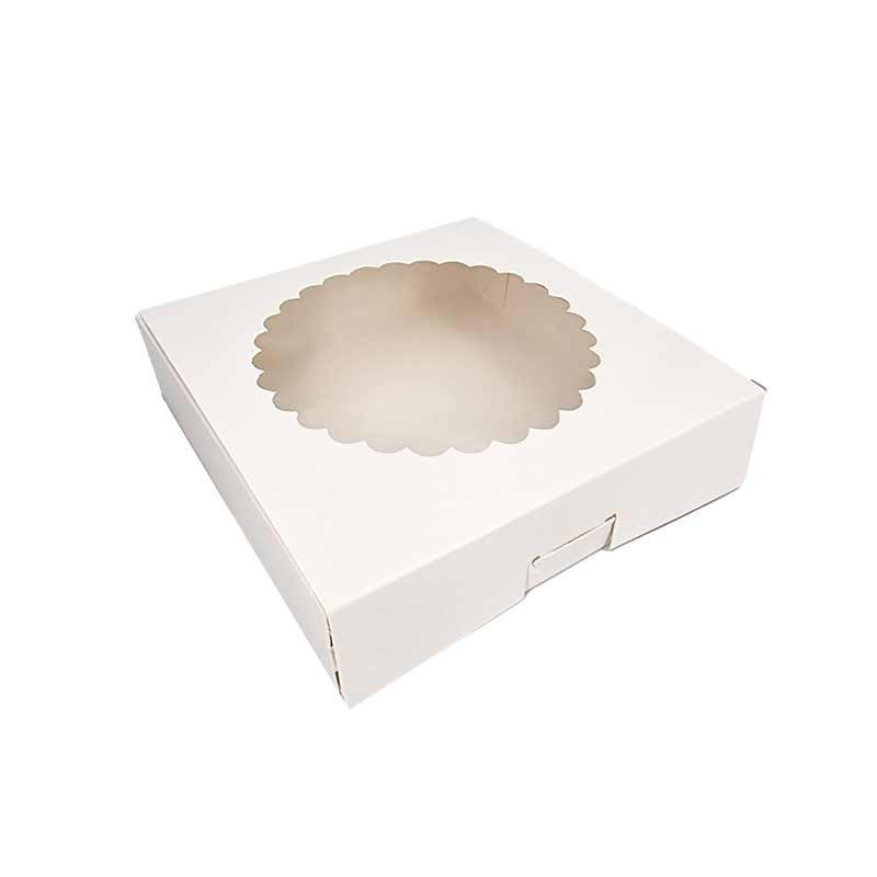Lot de 12 petites boîtes cadeaux carrées à fenêtre ronde - 16.5x16.5x4cm - blanc