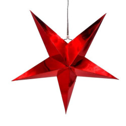 Étoile de Noël décorative à suspendre en carton pelliculé rouge