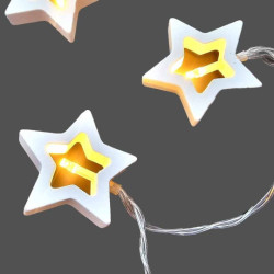 Guirlande de noël lumineuse d'étoiles blanches en bois
