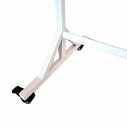 Portant vêtement à roulettes et à hauteur réglable en métal blanc mat