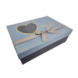 Boîte à fenêtre en forme de cœur avec couvercle 26x19x8cm - Gris bleuté
