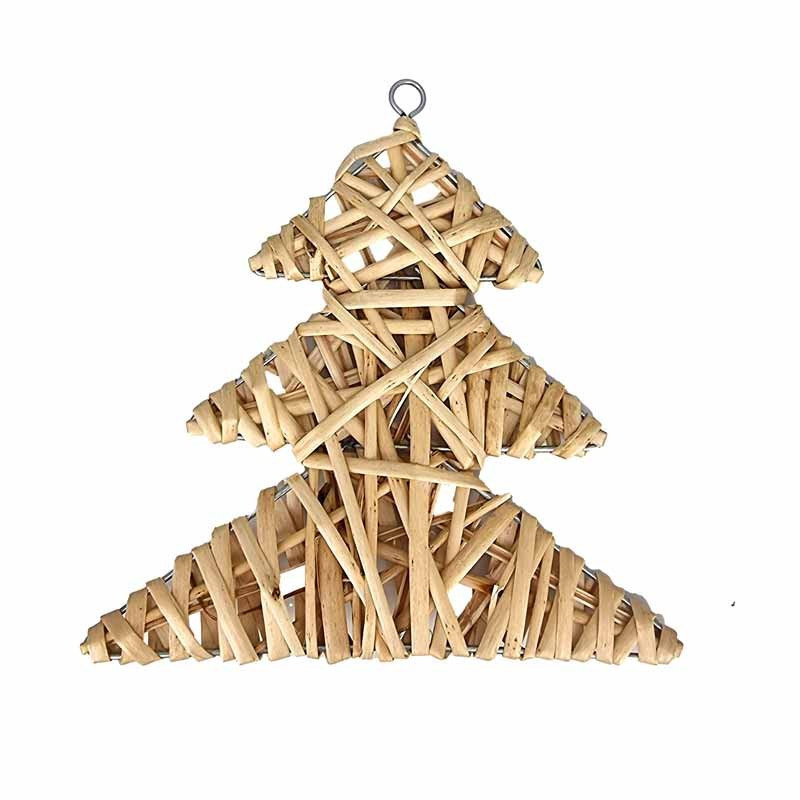 Sapin en osier et en métal à suspendre 20x20cm - naturel