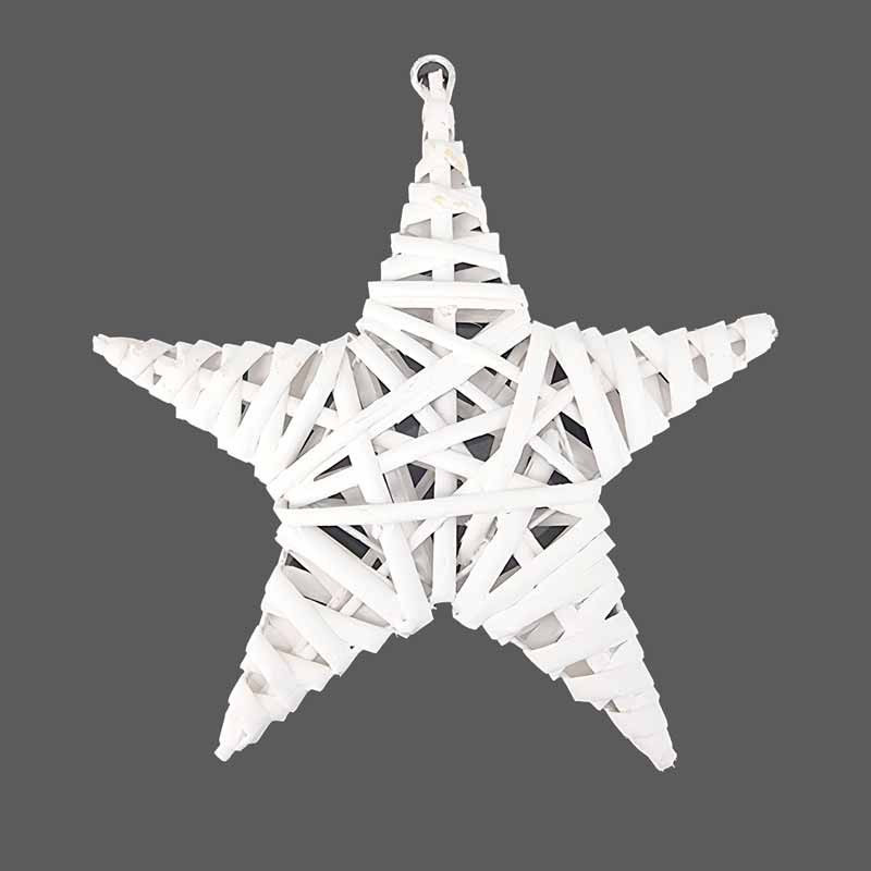 Étoile de noël à suspendre en osier 20x20cm - blanc