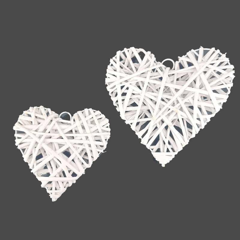 Décoration à suspendre en forme de cœur en osier 20x20cm - blanc