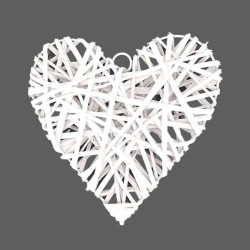 Décoration à suspendre en forme de cœur en osier 20x20cm - blanc