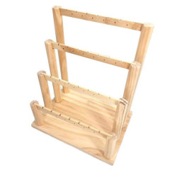Présentoir en bois clair brut à boucles d'oreilles à 4 niveaux