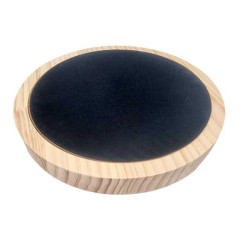 Petit plateau réversible en bois naturel de pin et simili cuir noir