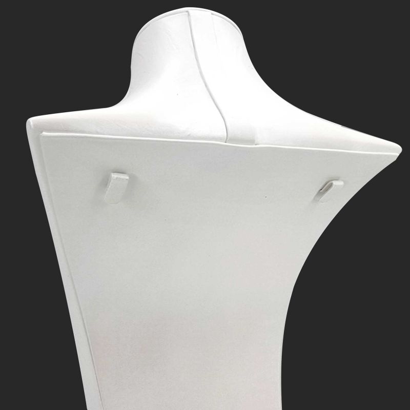 Buste bijoux de forme rectangulaire en simili cuir blanc nacré - 35cm