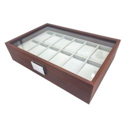 Boîte de présentation vitrée pour 12 montres imitation bois