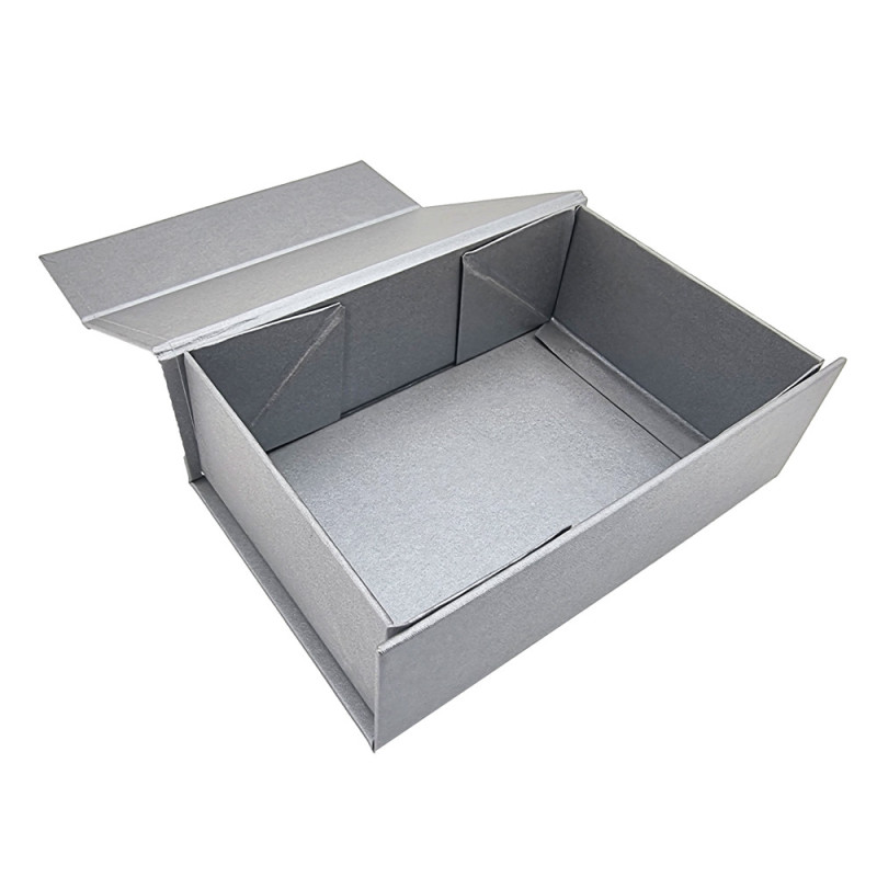 Grande boîte cadeau rigide pliable argent 25x18x10 cm