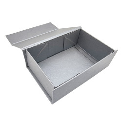 Grande boîte cadeaux rigide pliable 18x25x10cm - Argent
