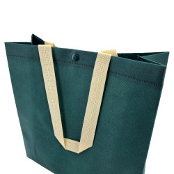 12 grands sacs cabas en TNT à poignées anses 43.5x41x12cm - Vert pin