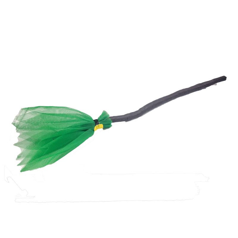 Balai de sorcière d'Halloween en tulle vert