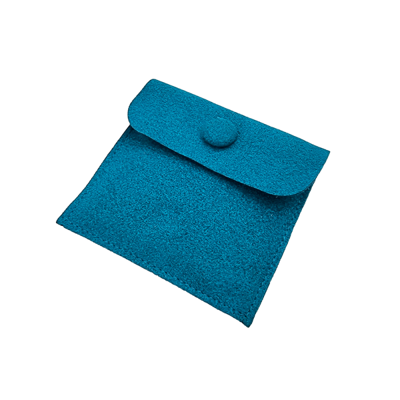 Étui à bijoux à pression avec support en velours bleu canard