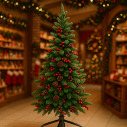 Sapin de Noël artificiel garni de pomme de pin - 150cm