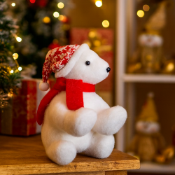 Petit ours polaire de Noël avec bonnet