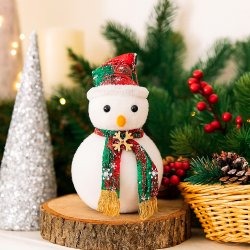 Bonhomme de Neige de Noël polaire avec écharpe rouge et verte