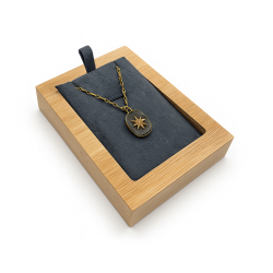 Mini plateau en bois pour collier individuel - Suédine grise