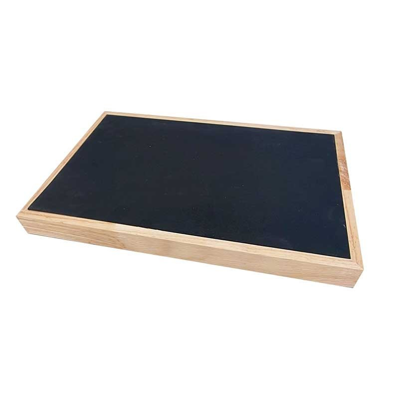Plateau nu de présentation vitrine en bois et en simili cuir noir